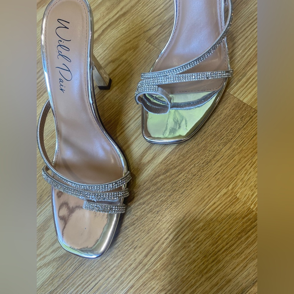 Bling heels! Rhinestone strap open toe heels size 8